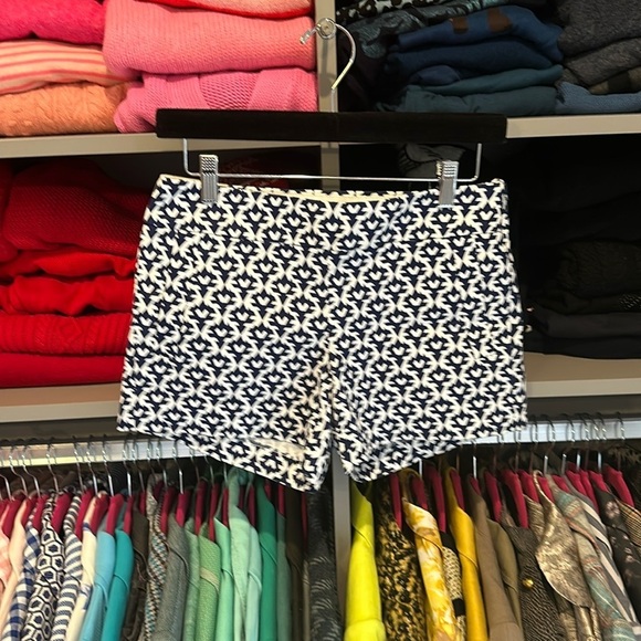 J Crew navy/white print 4” shorts size 0 NWT - Picture 1 of 3